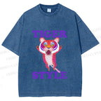 Unisex Tiger Style Printed Washed Tee