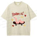 Unisex Zooming Worm Printed Washed Tee