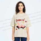 Unisex Zooming Worm Printed Washed Tee