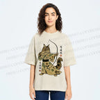 Unisex Cat With A Bow And Arrow Printed Washed Tee