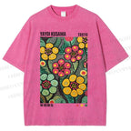 Unisex Yayoi Kusama Flower Printed Washed Tee
