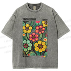 Unisex Yayoi Kusama Flower Printed Washed Tee