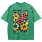 Unisex Yayoi Kusama Flower Printed Washed Tee