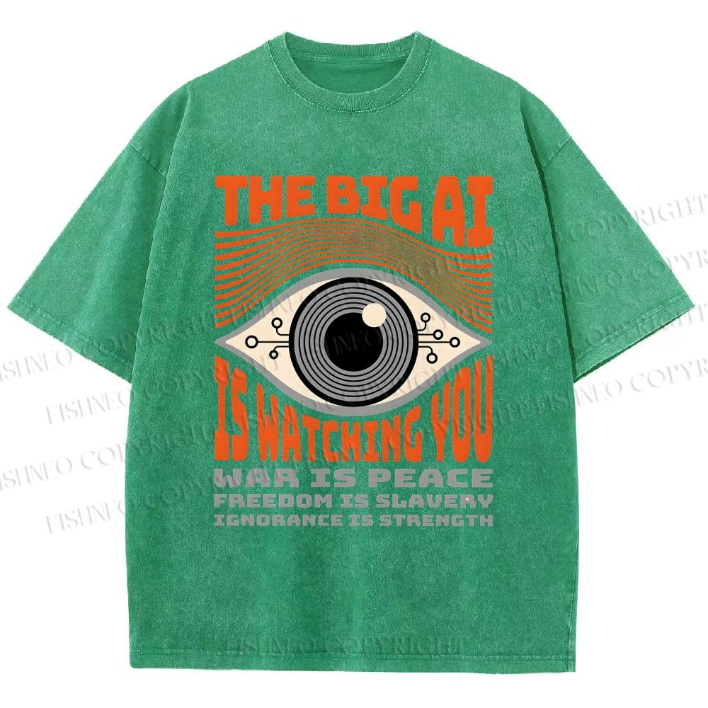 Unisex The Big AI Is Watching You Printed Washed Tee