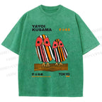 Unisex Yayoi Kusama Geometric Bird Printed Washed Tee