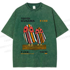 Unisex Yayoi Kusama Geometric Bird Printed Washed Tee