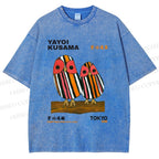 Unisex Yayoi Kusama Geometric Bird Printed Washed Tee