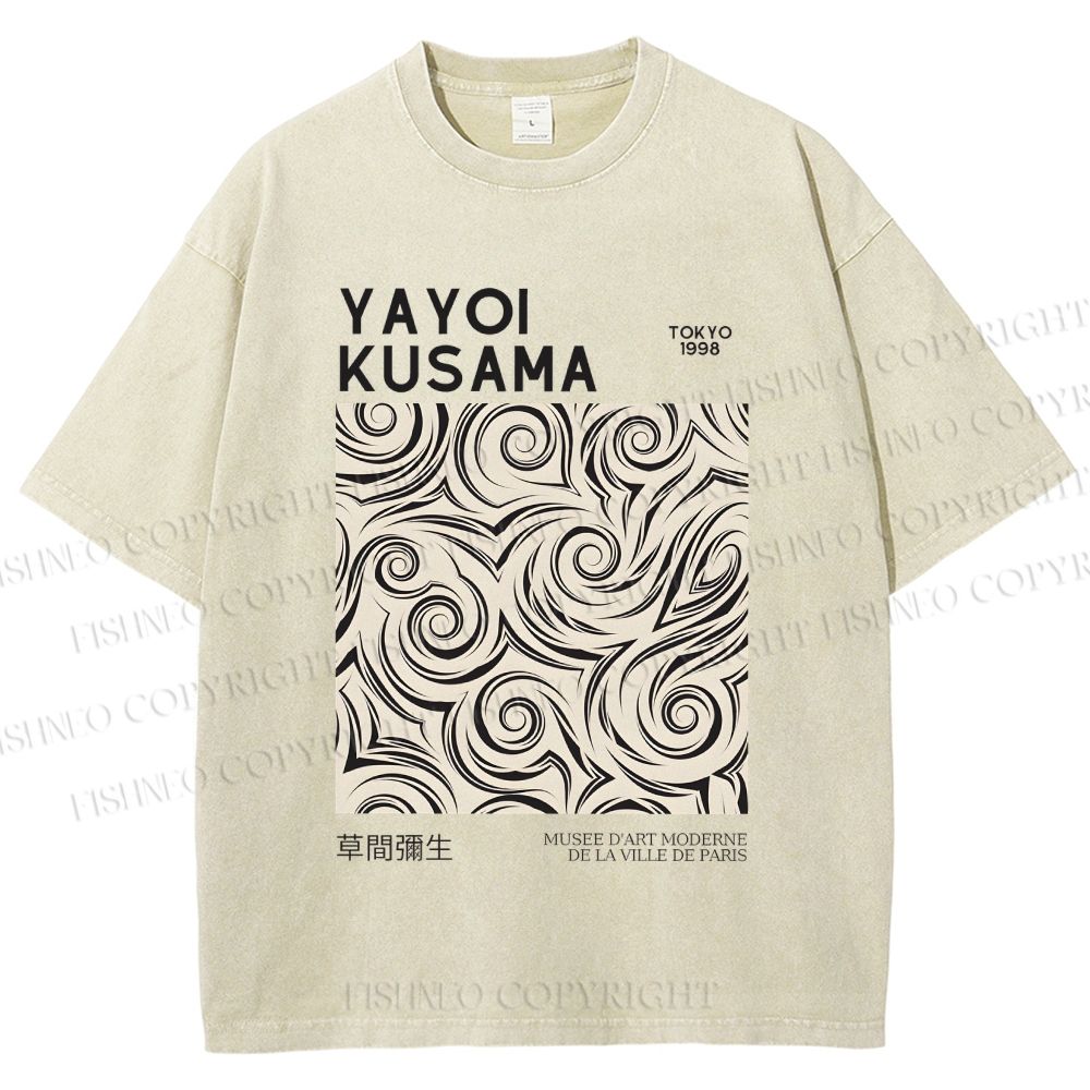 Unisex Yayoi Kusama Geometry Printed Washed Tee