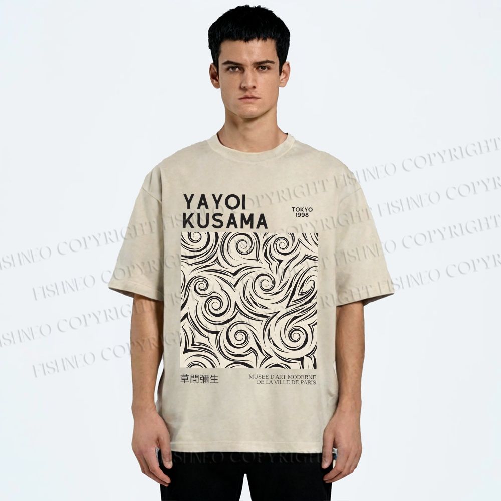 Unisex Yayoi Kusama Geometry Printed Washed Tee