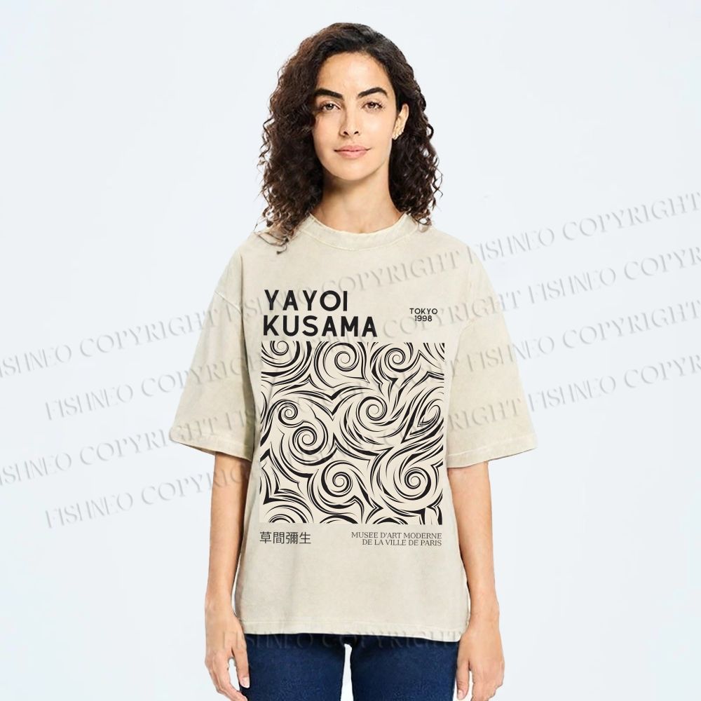 Unisex Yayoi Kusama Geometry Printed Washed Tee