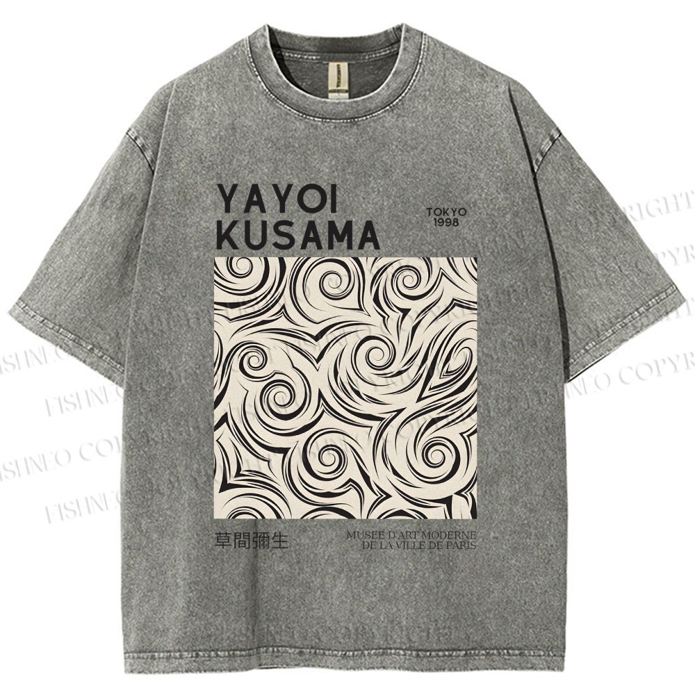 Unisex Yayoi Kusama Geometry Printed Washed Tee