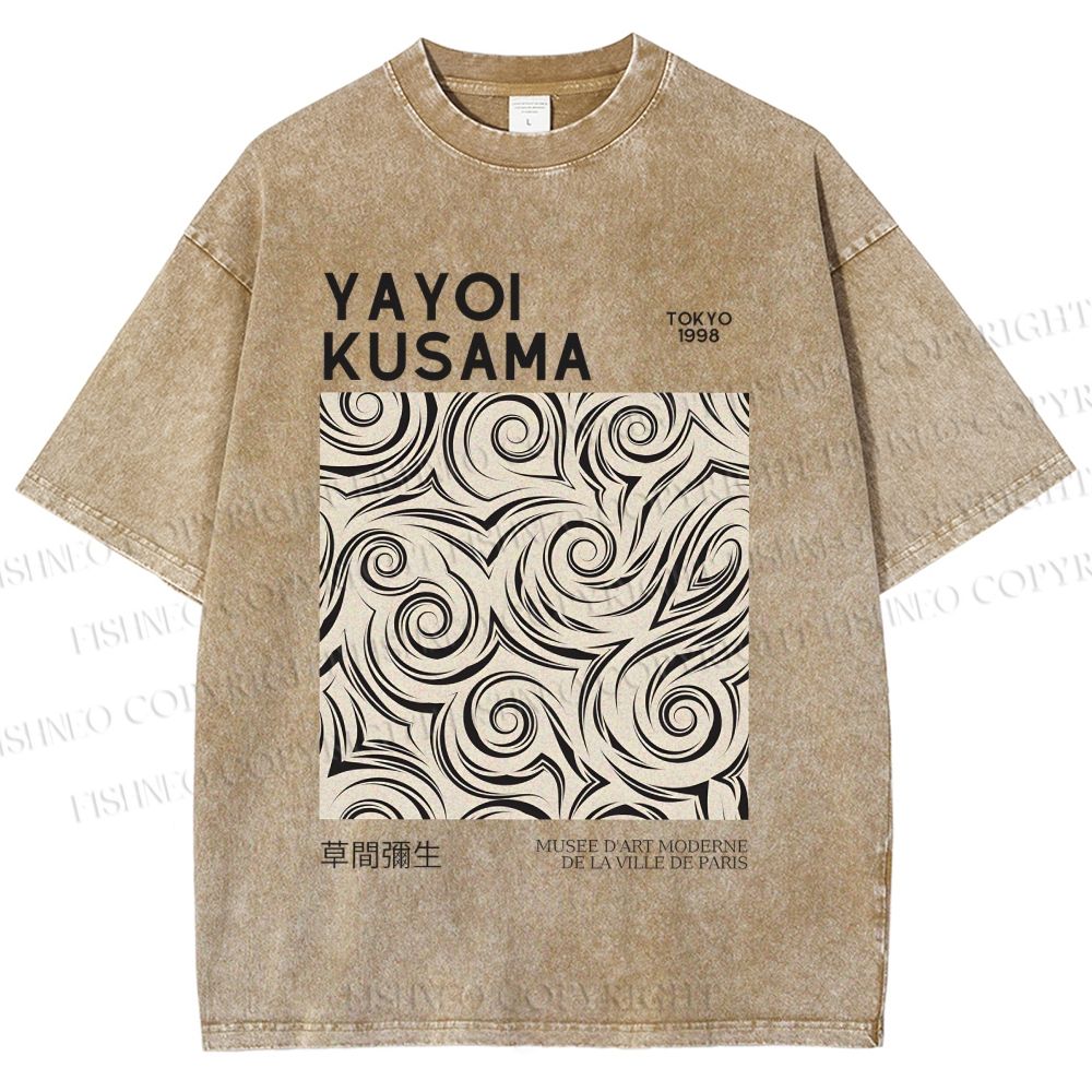 Unisex Yayoi Kusama Geometry Printed Washed Tee