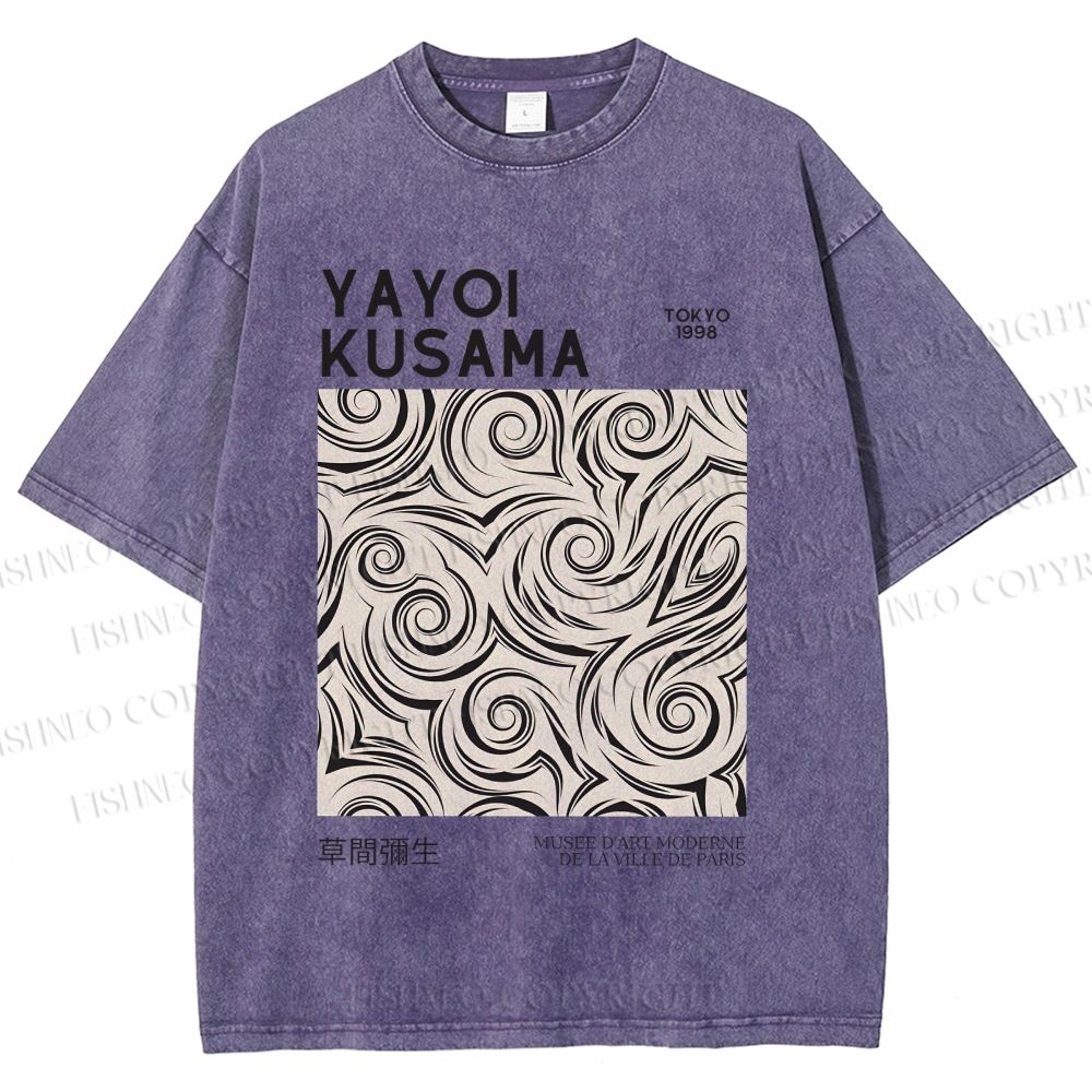 Unisex Yayoi Kusama Geometry Printed Washed Tee