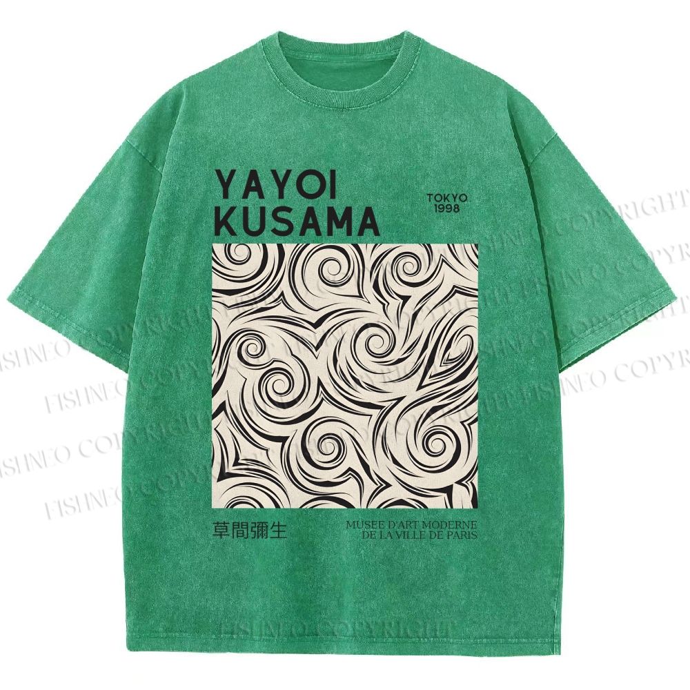 Unisex Yayoi Kusama Geometry Printed Washed Tee