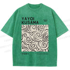 Unisex Yayoi Kusama Geometry Printed Washed Tee