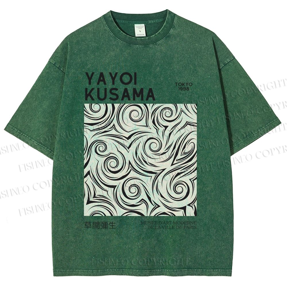 Unisex Yayoi Kusama Geometry Printed Washed Tee
