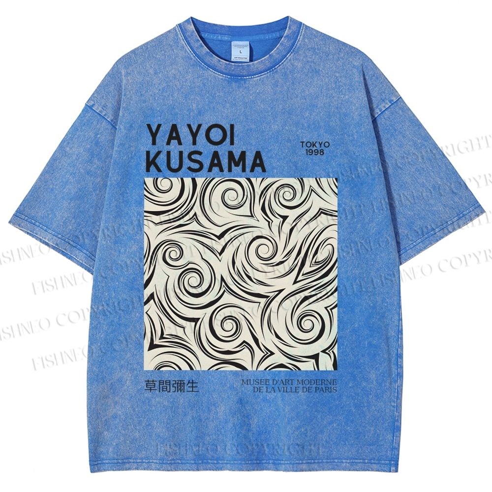 Unisex Yayoi Kusama Geometry Printed Washed Tee