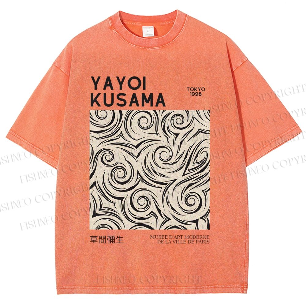 Unisex Yayoi Kusama Geometry Printed Washed Tee