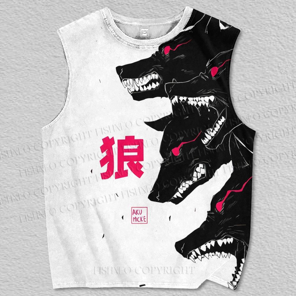 Unisex Wolf Printed Tank Top