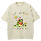 Unisex Time to Sin Frog Printed Washed Tee