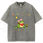 Unisex Time to Sin Frog Printed Washed Tee