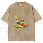 Unisex Time to Sin Frog Printed Washed Tee