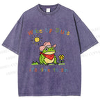 Unisex Time to Sin Frog Printed Washed Tee