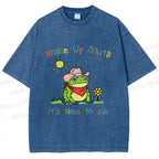 Unisex Time to Sin Frog Printed Washed Tee