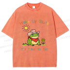 Unisex Time to Sin Frog Printed Washed Tee