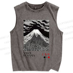 Unisex Yayoi Kusama Mt. Fuji Printed Washed Tank Top