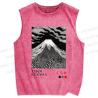 Unisex Yayoi Kusama Mt. Fuji Printed Washed Tank Top