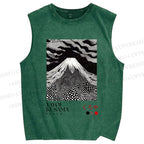 Unisex Yayoi Kusama Mt. Fuji Printed Washed Tank Top
