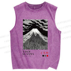 Unisex Yayoi Kusama Mt. Fuji Printed Washed Tank Top