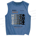 Unisex Bauhaus Gradient Geometry Printed Washed Tank Top