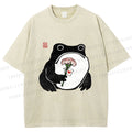 Unisex The Frog Holding A Carnation Printed Washed Tee