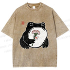 Unisex The Frog Holding A Carnation Printed Washed Tee