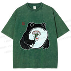 Unisex The Frog Holding A Carnation Printed Washed Tee