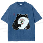 Unisex The Frog Holding A Carnation Printed Washed Tee