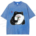 Unisex The Frog Holding A Carnation Printed Washed Tee