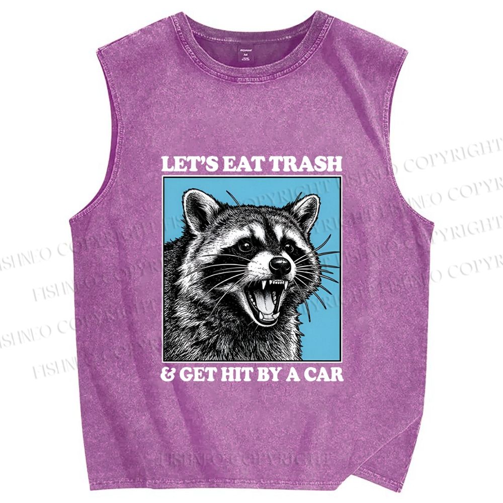 Unisex Raccoon Rebellion Printed Washed Tank Top
