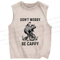 Unisex Happy Capybara On Wheels Printed Washed Tank Top