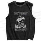 Unisex Happy Capybara On Wheels Printed Washed Tank Top