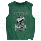 Unisex Happy Capybara On Wheels Printed Washed Tank Top