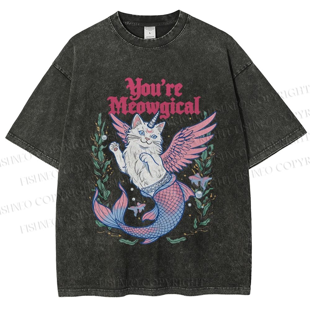 Unisex You're Meowgical Printed Washed Tee