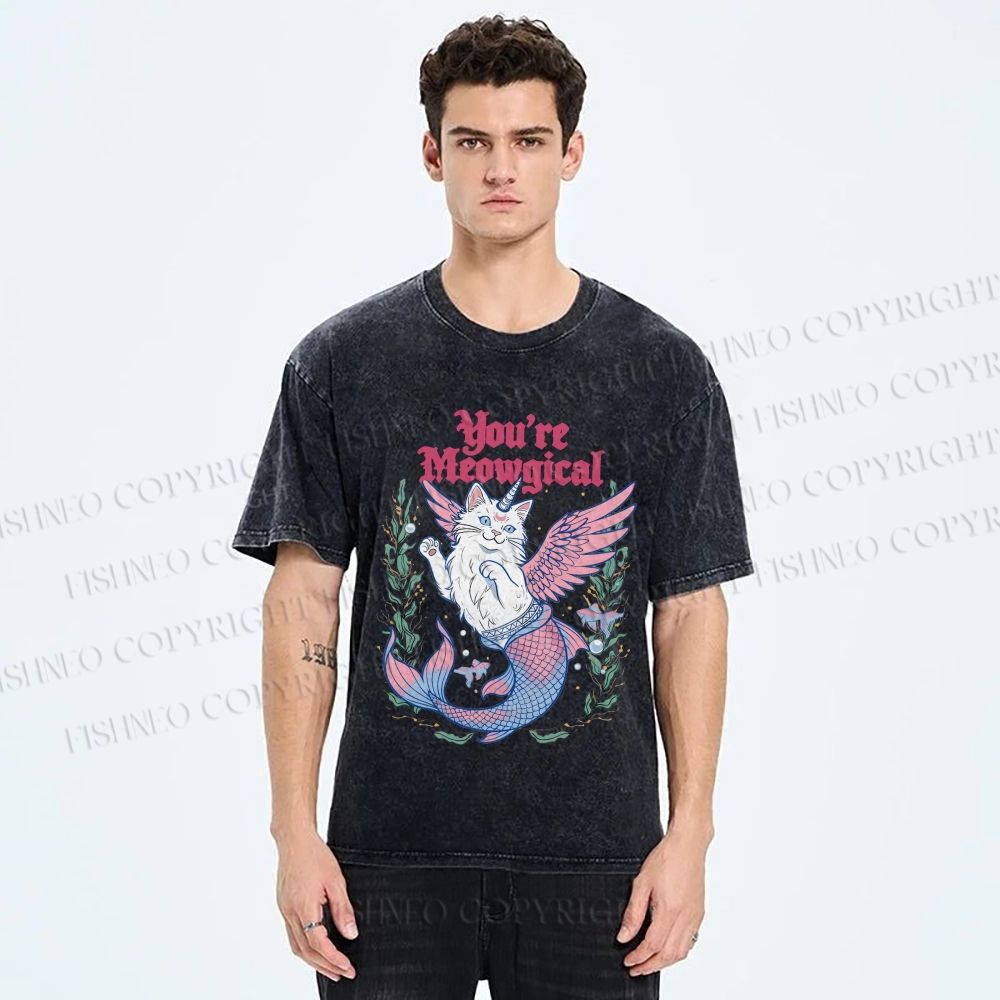 Unisex You're Meowgical Printed Washed Tee
