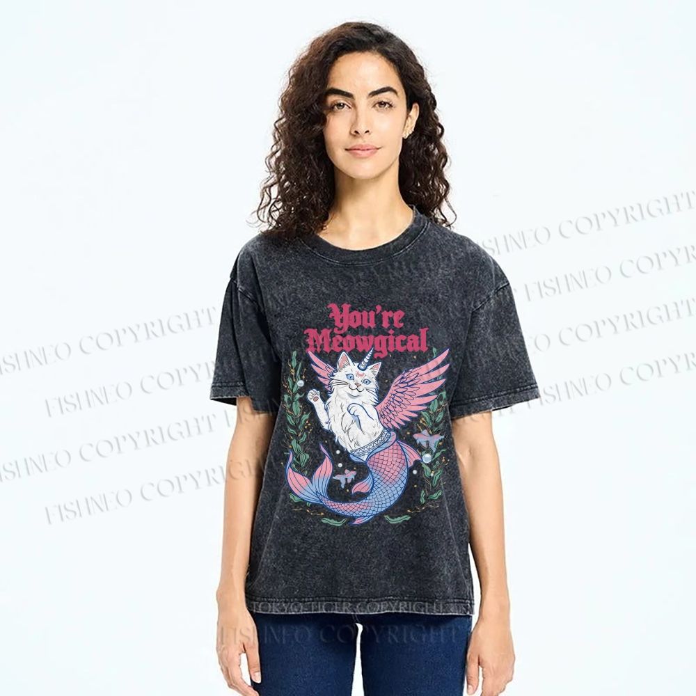 Unisex You're Meowgical Printed Washed Tee