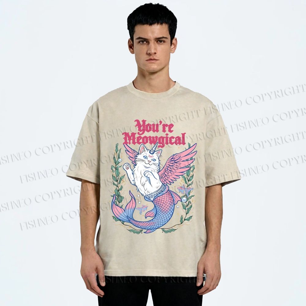 Unisex You're Meowgical Printed Washed Tee