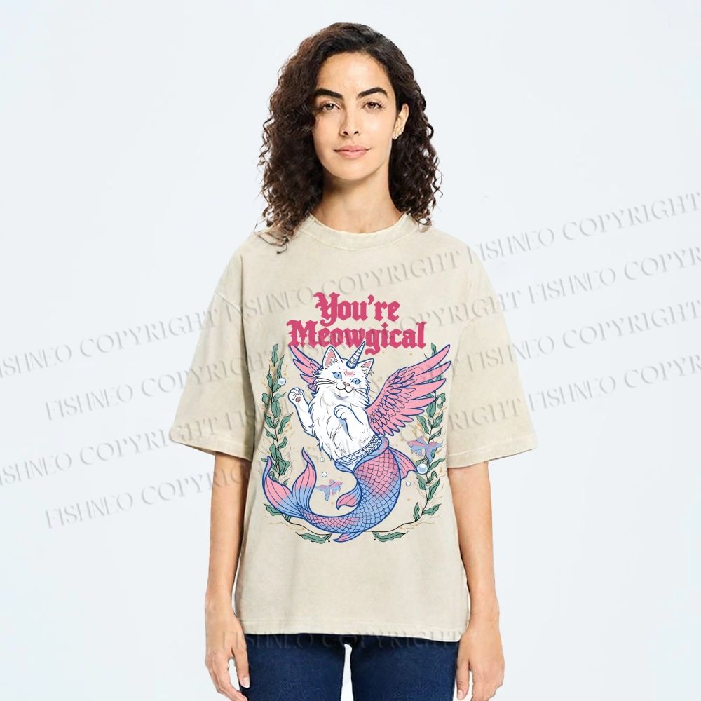 Unisex You're Meowgical Printed Washed Tee