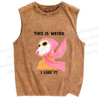 Unisex This Is Weird Dog Printed Washed Tank Top