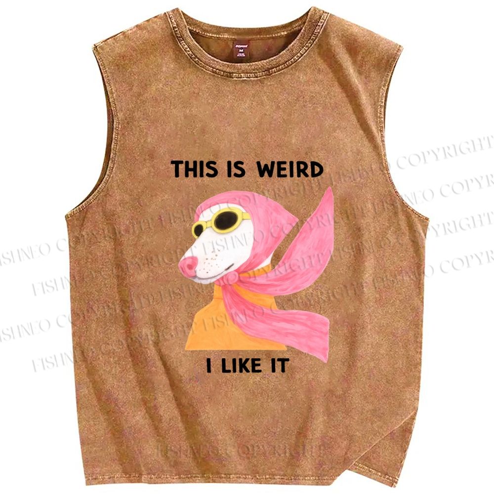 Unisex This Is Weird Dog Printed Washed Tank Top